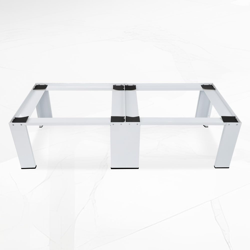 Metall Doppel Waschmaschinen Untergestell 126x54x32 cm 300 kg Stabil 2-Fach Sockel Unterschrank für Trockner Kühlschrank Weiß