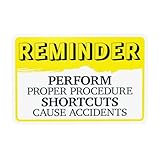 Photo Gallery segnale di avvertimento con scritta in lingua inglese "reminder perform proper procedure shortcuts cause accidents", cartello di sicurezza in metallo per casa, lavoro, strada, cortile, garage, muro Photo Gallery segnale di avvertimento con scritta in lingua inglese "reminder perform proper procedure shortcuts cause accidents", cartello di sicurezza in metallo per casa, lavoro, strada, cortile, garage, muro