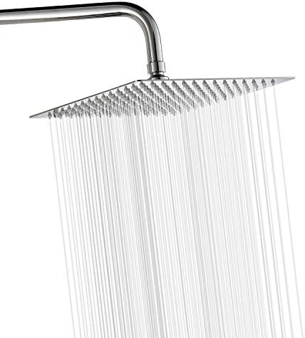 Rain Shower Head, Insputer 10 Inches Square ShowerHead, 304 Stainless Steel High Pressure Shower Heads for Bathroom Ultra Thin High Flow Large Waterfall Rainfall