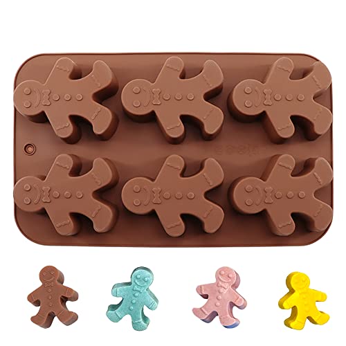 Meltset M Gingerbread Man Silicone Baking Mold 6 Cavity Ice Cubes Molds