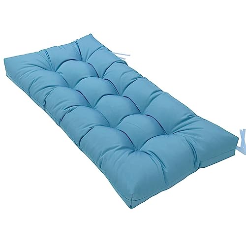 Morbuy Cojin de Banco Impermeable para Exteriores, Cojín de Banco de Jardin para 2/3 plazas Interior Largo Banco Asiento para Junto a la Piscina, Patio, Columpio (130x50cm,Azul Pavo Real)