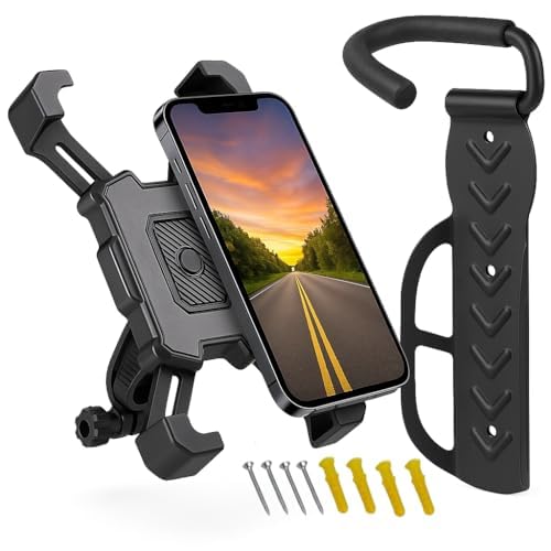 Cruban Soporte MÓVIL Bicicleta Y Patinete y Colgador Pared. Compatible hasta 7,2”, Soporte Manillar MTB, Patinete Eléctrico, Fijación Estable, Soporte Garaje Ahorra Espacio.