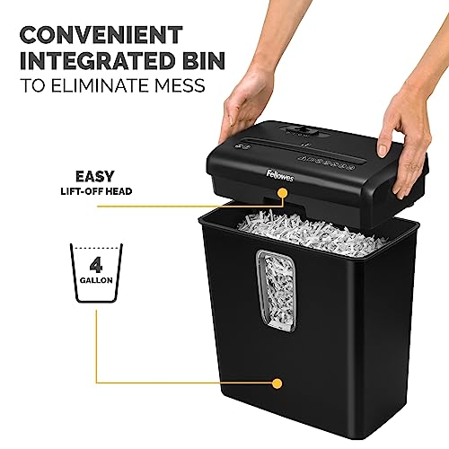 Fellowes Powershred P-30C 6-Sheet Cross-Cut(4-Gallon bin) Deskside Paper Shredder, Black image 7