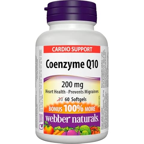 Webber Naturals Coenzyme Q10 (CoQ10) 200 mg, 60 Softgels, High Potency Antioxidant, for Heart Health and Cellular Energy Production Cover