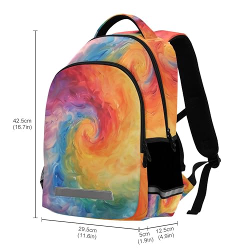 ALAZA Swirl Tie Dye Rainbow Color Backpack Purse for Women Men Personalized Laptop Notebook Tablet Bag Stylish Casual Daypack, 13 14 15.6 inch3