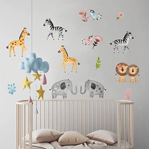 Vinilos decorativos acuarela animales safari para pared