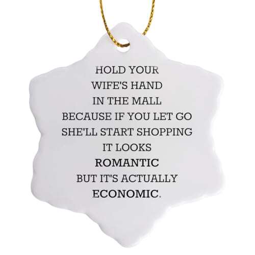 3dRose Hold Your Wifes Hand in the mall Romantic and economical 3 inch Snowflake Porcelain Ornament
