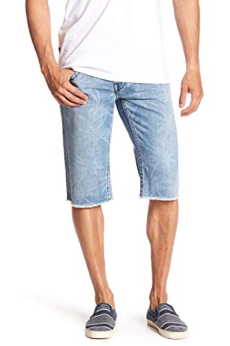True Religion Men's Straight Leg Denim Palm Monogram Cut-Off Shorts W/Flaps In Indigo Grove (33) #TOP8