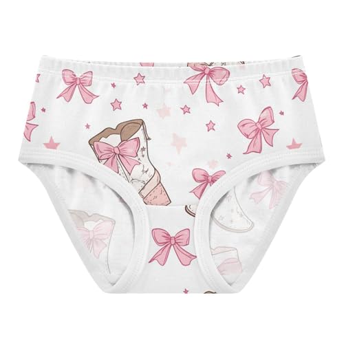 Wusikd Cowgirl Boots Stars Girls' Underwear Cotton Pink Bow Girls Briefs Soft Toddler Underwear 2T