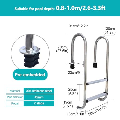Escalera para piscina con 2 niveles de acero inoxidable miniatura 3