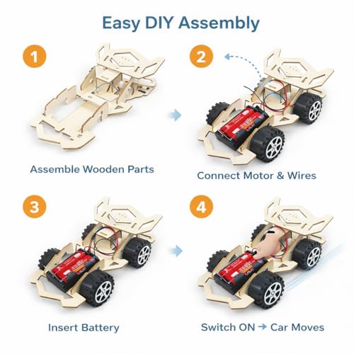 Image of DIY Electromagnetic Swing Kit, Wooden Educational Science Project, Battery Powered Physics Experiment (Phantom Chariot)