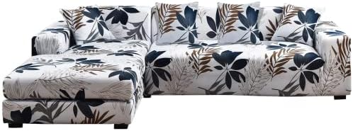 MINGPINHUIUS Sofa Cover L Shape 2-Piece 3-Seater Stretch Sofa Cover for L Shape Sofa Cover with 4 Pieces Cushion Covers Suitable for Corner Sofa