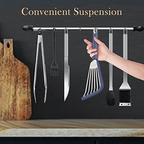 Fengchen 13”Fish Spatula, Stainless Steel Silicone Fish Turner Slotted Spatulas With Silicone Soft Edge Heat-Resistant Silicone Handle For Cooking, Scrapping, Flipping, Frying, Turning Food(Blue) #TOP5