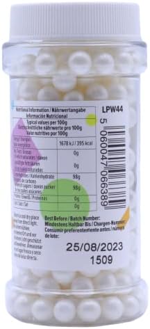 PME Large Sugar Pearls White 90 g