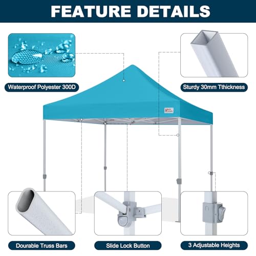 Image of MASTERCANOPY 10x10 Heavy Duty Pop Up Canopy Tent with Roller Bag,Sky Blue