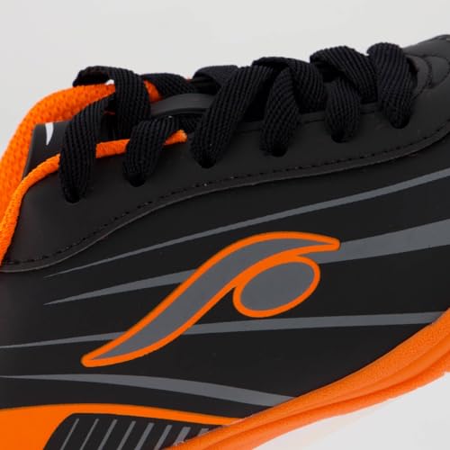 Chuteira Dray D'Six Futsal Juvenil Preta e Laranja