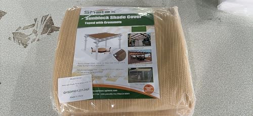 Shatex 90% Shade Fabric 12x 12ft Sun Shade Cloth with Grommets for Pergola Cover Canopy Wheat, 12 Bungee Balls by Shatex - Used condition - Image 7