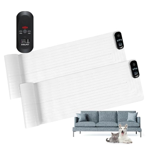 SVD.PET 2-Pack Pet Training Mat with Tester Pet Shock Pad Dogs & Cats Electronic Repellent mat for Indoor 3 Training Modes 5 Levels Pet Safe Mode (Black controler 60 X 12)