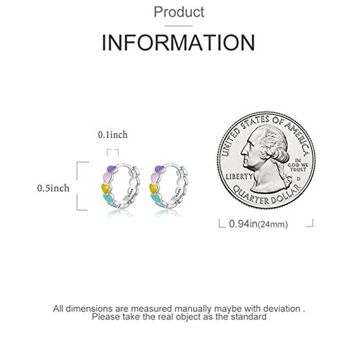 Colorful Heart Earrings S925 Sterling Silver Love Huggie-hoops Earrings3