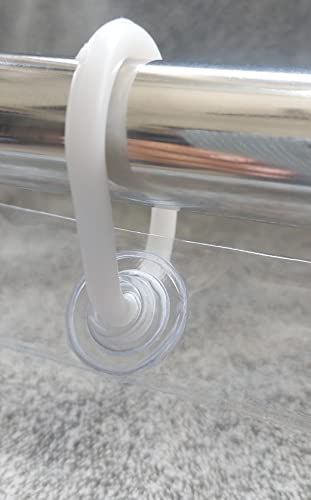 Image of 0.20 MM PVC Transparent AC /Shower Curtain 100% Waterproof 4.5 Feet x 8 Feet (Pack of 2) with 16 Hook