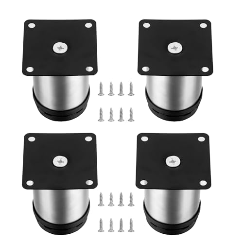 HAOCHEN 4 Pcs Adjustable Legs, 2x3.15in Stainless Steel Furniture Feet