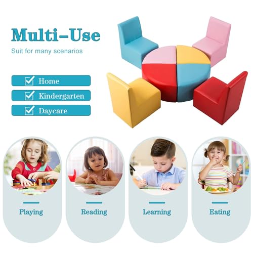 kinbor Toddler Couch Daycare Furniture - 8 Pieces Seating Set for Daycare Kids Playroom Furniture, Children Chairs Sofas Colorful Flexible Seating for Home Preschool Playroom