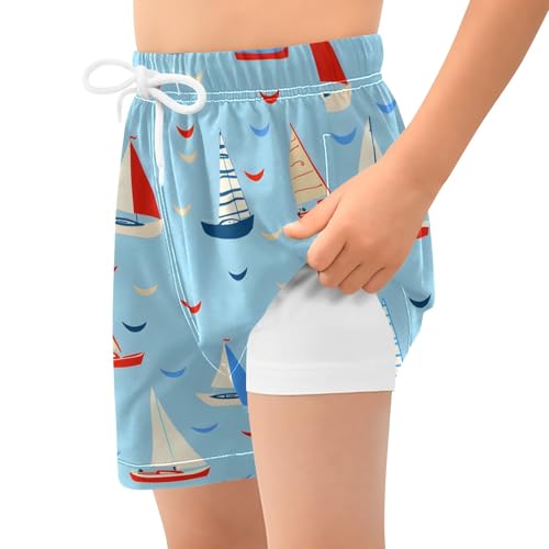 Toddler Boys Swimwear Swim Trunks with Compression Liner 4T Boats2
