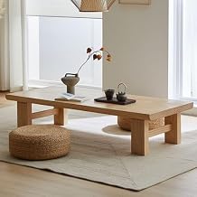 Japanese Floor Table, Wood Low Coffee Table for Sitting On The Floor,Rectangular Tatami Tea Table for Living Room Home Office55.2x23.7x15inch, A