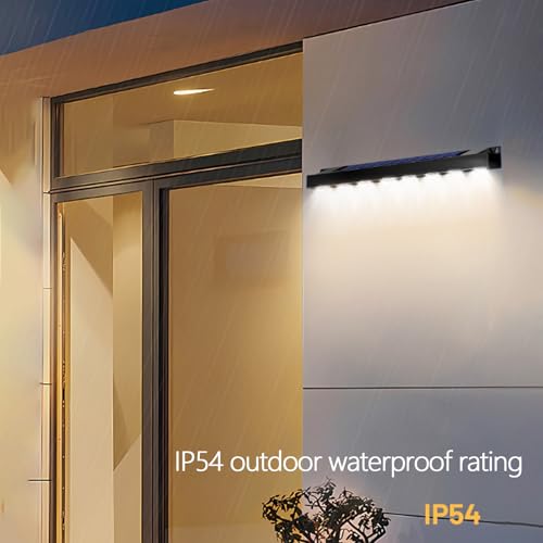 Lámpara de pared solar LED IP54 negra aplique rectangular largo exterior e interior luz cálida x6 4