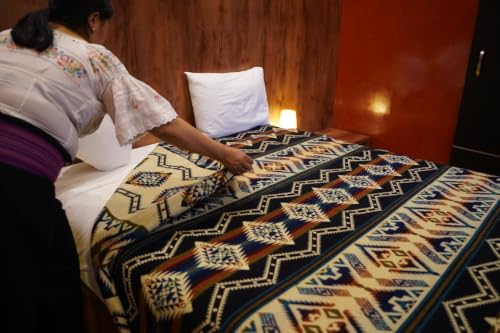 Image of Alpaca Wool Blanket, King Size 100 x 83, Reversible 2 in 1, Thick and Ultra Soft, Hypoallergenic, Non-Itchy, Handmade in Ecuador. Premium Alpaca Wool (Blue, King (100 inch x 83 inch))