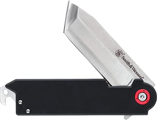Smith & Wesson Big Benji Featuring 8Cr13MoV Stainless Steel Tanto Blade, G-10 Handles, Bottle Opener, and Money Clip