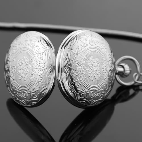 Tiong Vintage Mechanical Pocket Watch Unique Tourbillon Moon Phase Roman Numerals Scale Double Hunter Pocket Watches & Gift Box