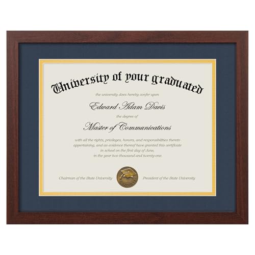 Image of upsimples Diploma Frame with HD Glass, 11x14 Mahogany, 1 Pack