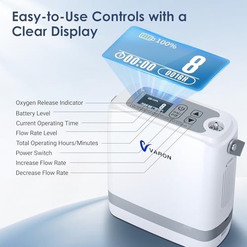 Portable Oxygen Concentrator 1-8L Oxygen Concentrator Machine for Travel, Pulse Portable Oxygen Generator 4.3lbs, with Accessories&Timer Function - Image 5