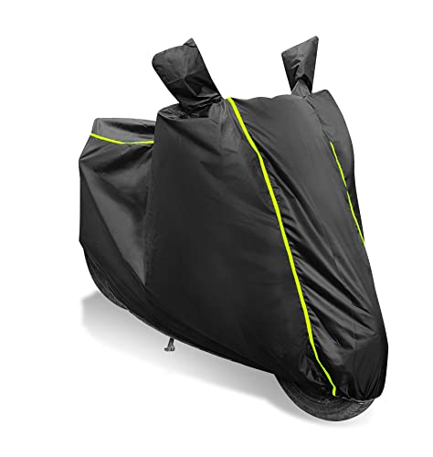 Image of Waterproof Bike Body Cover Compatible with Classic 350, Coated, Mirror Pocket, Belt Buckle Black