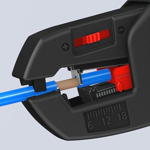 KNIPEX Automatische Abisolierzange, 0,2-6 mm², Feinjustierung, einstellbarer Längenanschlag, Abisolierwerkzeug, Abisolierer, 12 62 180