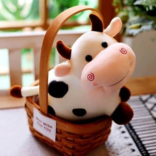 Image of CHIRKUT 30cm Cow Soft (White Colour) Stuffed Plush Toy Animal for Kids Baby Girls BoyCute Hugging Toy for Boys & Girls | Washable & Safe | Birthday Gift for 1-6 Year Old (new Cow)