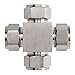 Brennan Industries N2650-16-16-16-16-SS Stainless Steel Cross Double-Ferrule Tube Fitting, 1" Tube x 1" Tube x 1" Tube x 1" Tube