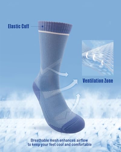 Athletic Socks Moisture Wicking Crew Socks for Men 3 Pairs Running Sport Cushioned Polyester Mid Calf Socks3