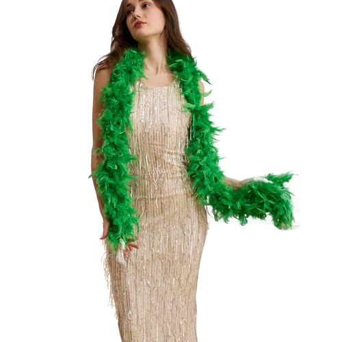 2 Yards 80g Turkey Chandelle Feather Boa for DIY Craft Party Dancing Dress Up Halloween Decoration-Green