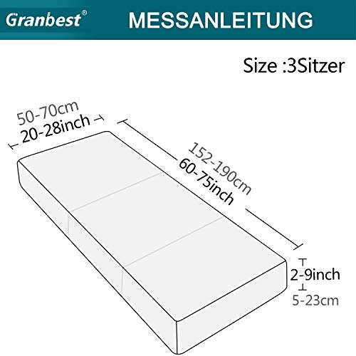 Granbest Premium Wasserdicht Sofa Sitzkissenbezug, High Stretch Jacquard Sitzkissenschutz Sofasitzbezug für Couch (3 Sitzer, Grau)