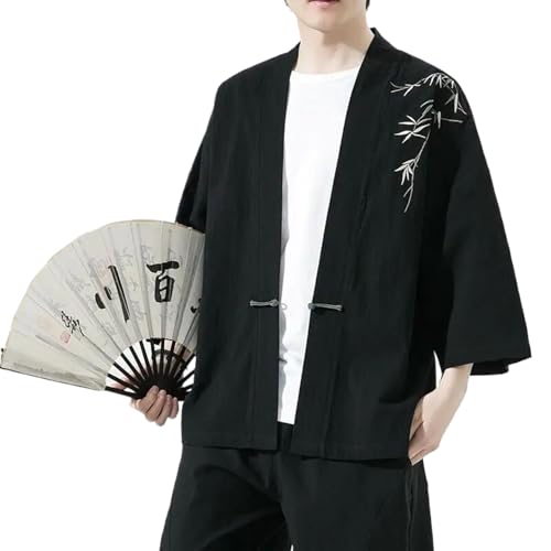 Summer Men Cardigan Japanese Kimono Embroried Men Kimono Shirt Casual Coat