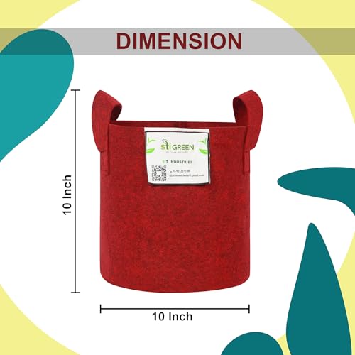 Image of Geo Fabric Grow Bags for Plants 10X10 Inch (Pack of 2) | 400 GSM Heavy Duty UV-Protected Round Maroon Colour Plant Bags for Terrace and Vegetable Gardening | Strong & Reusable|