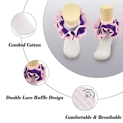 8 Pairs 3D Three-dimensional Big Ruffled Lace Cotton Socks, Frilly Dress Princess Socks for Little Girls 0-10 Years2