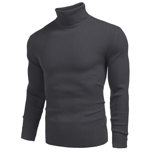 Men's Ribbed Slim Fit Sweater Long Sleeve Pullover Casual Turtleneck Knitted Sweater2