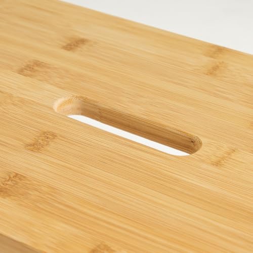 Miniatura 9 de Casaseleccion Taburete Escalón De Madera De Bambú Natural Con Asa Integrada Y Protección Anti-Rayaduras En Las Patas De 38x26x25 Cm Y Resistencia De 150 Kg Para Cocina Y Baño.