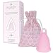 Selenacare Menstruationstasse Premium - waschbarer Periodencup aus medizinischem Silikon - mit Reinigungsbeh&auml;lter und Aufbewahrungsbeutel aus Baumwolle, Rosa, Gr&ouml;&szlig;e M (26ml)
