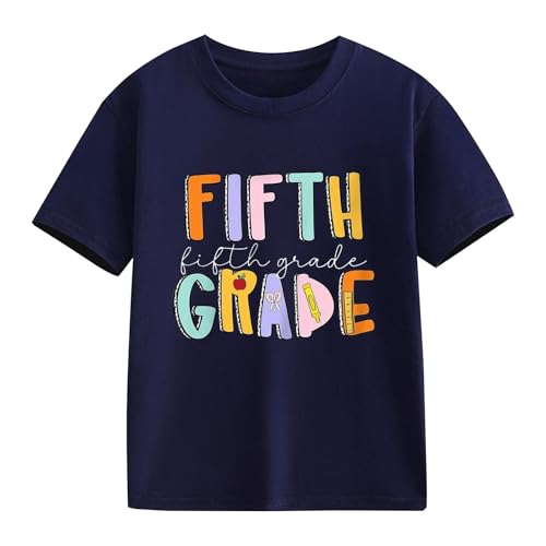 First Day of Fifth Grade Kids Back to School T-Shirt Girls Boys Short Sleeve Outfits for Kindergarten Preschool2