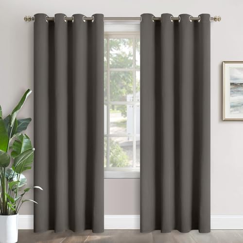Image of YoungsTex Blackout Curtains for Bedroom 84 Inches Long - Room Darkening with Grommet Thermal Insulated Drapes for Living Room Privacy Decorative, 2 Panels, 52 x 84 Inch, Grey
