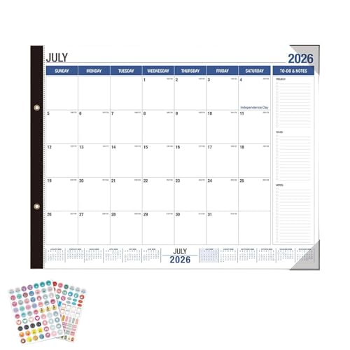 Calendario de mesa 2026-2027 de gran tamaño con cuadrícula mensual para planificador de citas